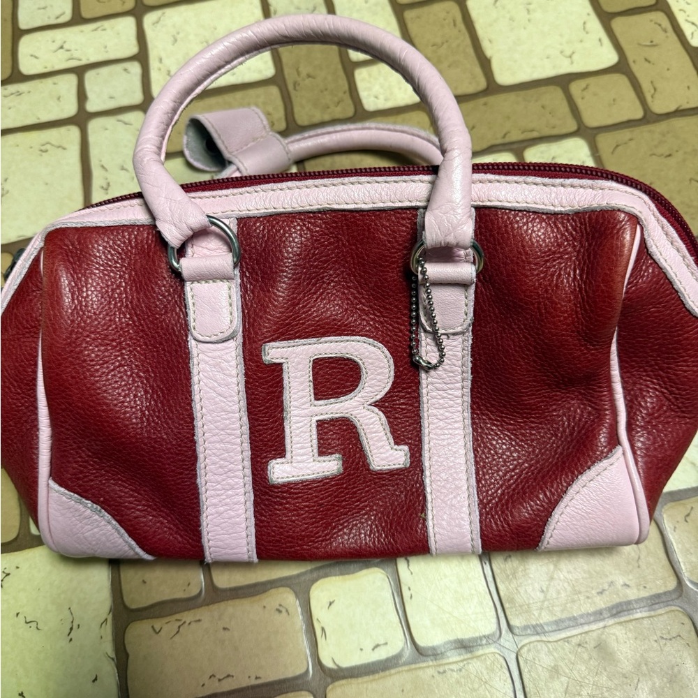 Roots Red and Pink Leather Satchel